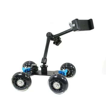 4 Hjul Bordplade Mobile Rullende Slider-Dolly Bil med Smartphone Klemme Mount kit 9295