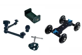 4 Hjul Bordplade Mobile Rullende Slider-Dolly Bil med Smartphone Klemme Mount kit