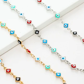 Europa og Usa populære boheme retro farve firkantede øjne kort halskæde i guld-ladies fashion fødselsdag gave til en ven 93