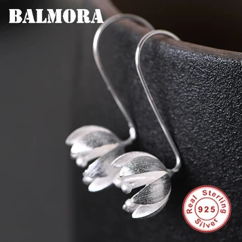 BALMORA 925 Sterling Sølv Dråbe Øreringe til Kvinder Lotus Blomst Lang Dingle Øreringe Originale Smykker af Valentins Dag Gaver