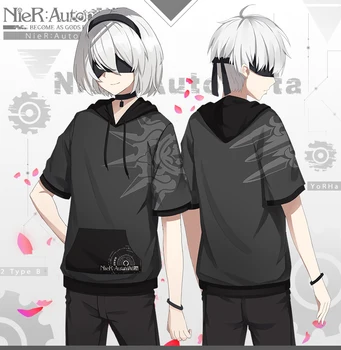 Anime JK NieR:Automater Spil 2B Cosplay Kostume langærmet Shirts, Toppe, Strik Sweater Hættetrøjer Vest Skolen Tøj Indretning