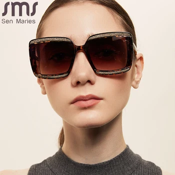 2021 Klassiske Vintage Square Solbriller Kvinde Siamesiske Overdimensionerede Solbriller Kvinde/Mænd Retro Solbriller Gradienter Linse De Sol Mujer