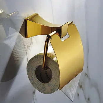 Guld Poleret Messing Væghængt Toiletpapirholder Tissue Roll Rack