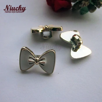 Niucky 16,5 mm*11,5 mm Skaft-Sort / Hvid epoxy guld butterfly dekorative knapper bryllup hovedbeklædning diy håndværk materialer P0306d-004