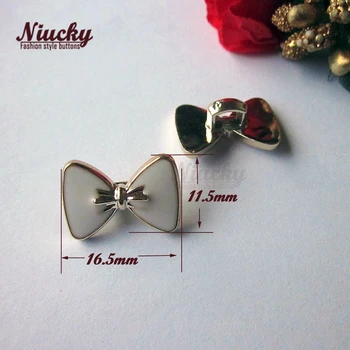 Niucky 16,5 mm*11,5 mm Skaft-Sort / Hvid epoxy guld butterfly dekorative knapper bryllup hovedbeklædning diy håndværk materialer P0306d-004