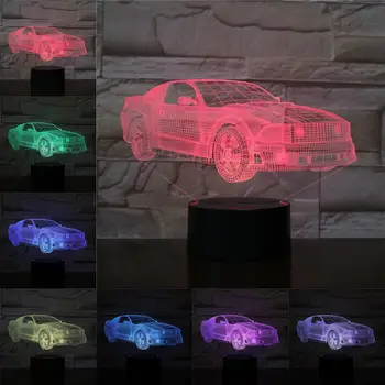 Dreng Mand Løb sportsvogn 3D-Lampe Nat Lys LED Pære Flerfarvet Auto Flash Fade Ferie Julegaver IDÉ Til Børn, Indretning 9416