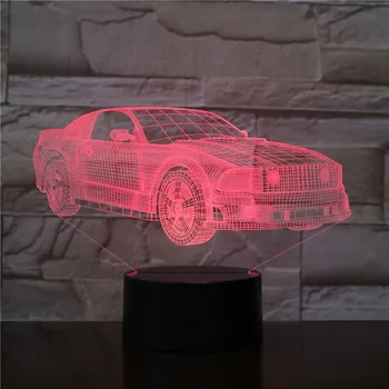 Dreng Mand Løb sportsvogn 3D-Lampe Nat Lys LED Pære Flerfarvet Auto Flash Fade Ferie Julegaver IDÉ Til Børn, Indretning