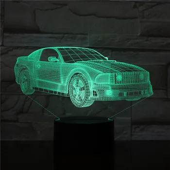 Dreng Mand Løb sportsvogn 3D-Lampe Nat Lys LED Pære Flerfarvet Auto Flash Fade Ferie Julegaver IDÉ Til Børn, Indretning
