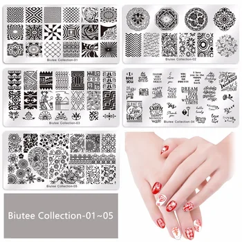 Biutee 15Pcs Forskellige Desgins Søm Plader NaiL Art Stempel Stempling Plader + 1stk Stamper DIY Negle Manicure Sæt Værktøj
