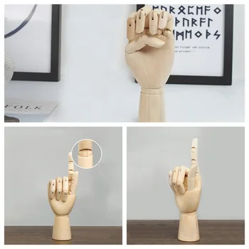 7 Inch Træ-Mannequin Hånd Realistisk Træ Kunstner Hånd Model Figurer Posable Fleksible Fingre Dukken Hånd Home Decor Kunst