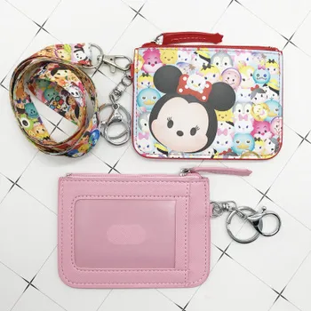 Disney Sy PU mønt pung kortholderen nøglering-tasten lanyard måltid kort bus-kort sag mønt taske Mickey mouse Dokument card taske