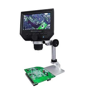 Mustool G600 Digital 1-600X 3.6 MP 4,3 tommer HD LCD-Skærm Mikroskop Løbende Lup med Legering Stå Opgradere Version 9482