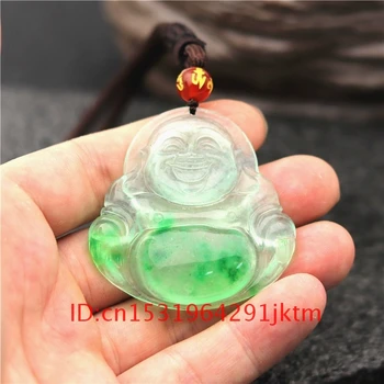 Mænd Halskæde Smykker Kinesiske Amulet Mode Hvid Jade Gaver Kvinder Vedhæng Maitreya Hugget Hånden Naturligt for Jadeite Grøn
