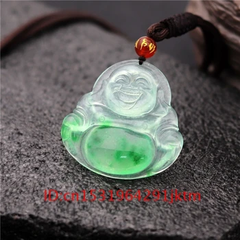 Mænd Halskæde Smykker Kinesiske Amulet Mode Hvid Jade Gaver Kvinder Vedhæng Maitreya Hugget Hånden Naturligt for Jadeite Grøn