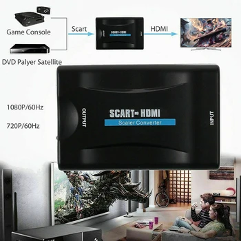 1080P SCART Til HDMI-Video Audio Fornemme Converter Adapter til HD-TV-DVD til Sky Boks STB Plug and Play-DC-Kabel