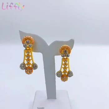 Liffly Nye Brude Dubai Smykke Sæt Indiske Krystal Øreringe, Armbånd, Ring Bryllup Afrikanske Halskæde Sæt til Kvinder 9501