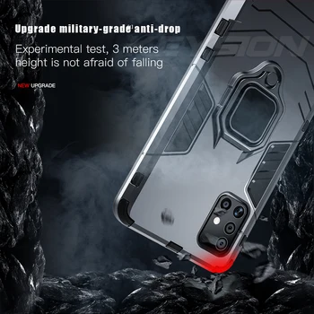 KEYSION Stødsikkert Armor Case for Samsung Galaxy A71 A51 bilholder Ring Stå silikone Telefonens bagcover til Samsung A71 A51