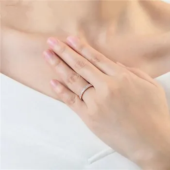 Fuld Crytal Ring Rosa Guld farve, Enkle, Klassiske Bryllup og forlovelsesringe til Kvinder er Lavet Med AAA CZ CC197