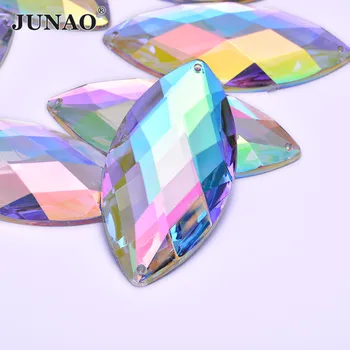 JUNAO 30x62mm Stor Størrelse Crystal AB Rhinestones Akryl Strass Applique Syning Sten, Glitter Flatback Krystaller Sy På Diamant