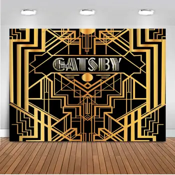 Brugerdefineret Voksne Fødselsdag Part Baggrund Black Golden Great Gatsby Banner Smagfuld Foto Baggrund Væggen Setter Plakat Dekoration