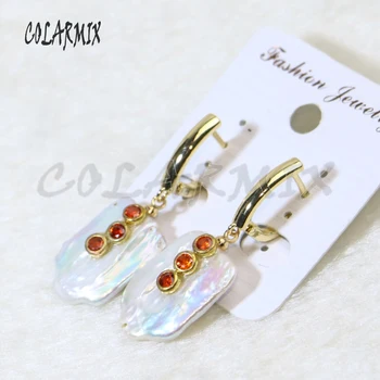 5 Par gratis fra rektangel perle øreringe dingle øreringe til kvinder, mode smykker, øreringe og tilbehør, blande farver perler 9462