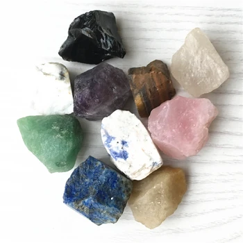 Hot 10STK natursten Ædelstene og Mineraler Reiki Healing Rå Sten Roser Kvarts Lapis Lazuli Ametyster Crystal Roungh 9702