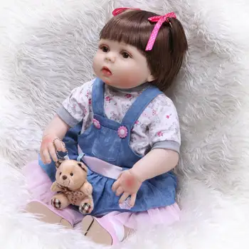 57 cm NPK bebe genfødt mini silikone baby dukker til børn Legekammerat Fødselsdag Gave Til Piger 22Inch Baby-Blød Legetøj Buketter