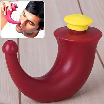Yoga Neti Pot Nasal Skylle Næse Nasal Spray Flaske Næse Vaske Genpåfyldelig Flaske Kunstvanding Røde Horn Nasal Renere