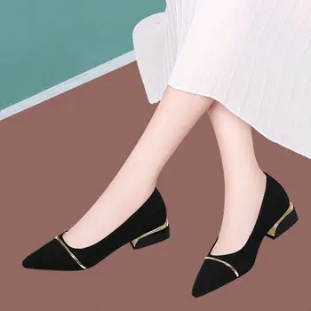 Cresfimix kvinder fashion sort spids tå slip på pladsen hæl pumper party cool lady brun hæl sko til night club a6530 9796