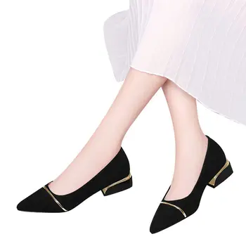 Cresfimix kvinder fashion sort spids tå slip på pladsen hæl pumper party cool lady brun hæl sko til night club a6530