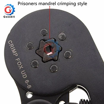 6-6 0.25-6mm 23-10AWG Sekskantede Rør Bootlace Terminal Crimpning Tang Crimp håndværktøj, elektriske rørformede mini clamp justerbar