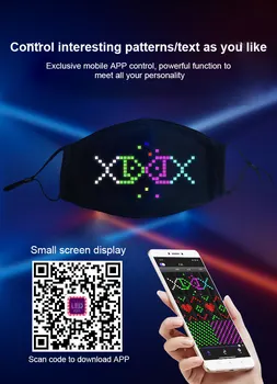 Magic ansigtsmaske LED Tændte Munden Maske Matrix Bluetooth-App Kontrolleret Wireless USB-Genopladelige Smart Home Party For Xiaomi