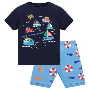2020 nyt design bomuld af høj kvalitet drenge grønne dinosaur pyjamas pyjamas børn drenge haj pyjamas baby tøj sæt