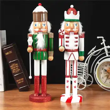 38cm Håndmalet Træ-Nøddeknækkeren Figurer julepynt Dukker Til Venner og Børn Hjem Dekoration Tilbehør