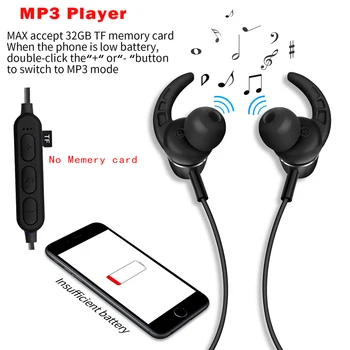 PunnkFunnk Bluetooth Hovedtelefoner Trådløse Headset Bluetooth 5.0 Indbygget MP3-Afspiller, Matel Magentic 3D Stereo I øret øretelefoner W/Mic