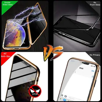 Beyour Til iPhone 11 11Pro Magnetisk Metal Privatliv Hærdet Glas Phone Case for iPhone 11Pro Antal Dobbeltsidet mobiltelefon tilfælde