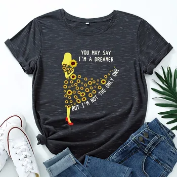 Sommeren Kvinder T-Shirt i Bomuld 5XL Plus Size Mode Dame Blomster Print Korte Ærmer O-Neck Tops Graphic Tee Casual Kvinde t-shirts