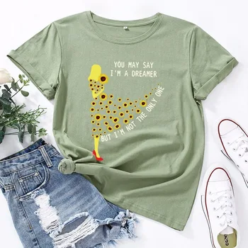 Sommeren Kvinder T-Shirt i Bomuld 5XL Plus Size Mode Dame Blomster Print Korte Ærmer O-Neck Tops Graphic Tee Casual Kvinde t-shirts