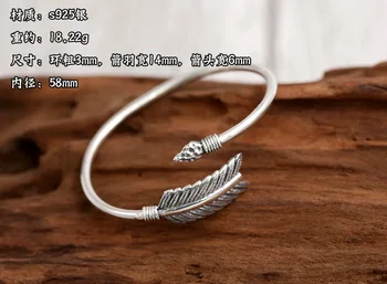 S925 Sterling Sølv Smykker Retro Thai Sølv Armbånd Kreative Indiske Buer Takahashi Goro Mænd Og Kvinder Open Ended Armbånd