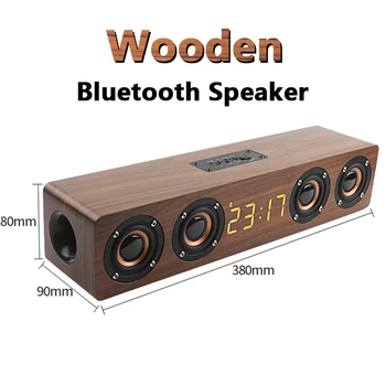 20W Træ-Bluetooth Højttaler Trådløse Bærbare Kolonne Bas hjemmebiograf Stereo Surround Multi-funktion Subwoofer Soundbar TF FM
