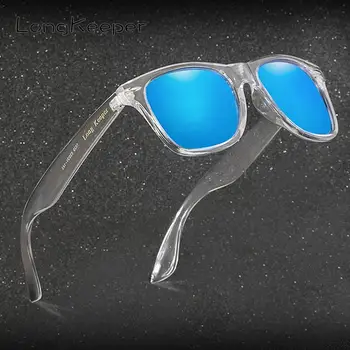 Spejl Polariserede Solbriller Kvinder Mænd UV400 Night Vision Goggles Brand Design Gennemsigtig Sol Briller med LOGO LongKeeper 9924