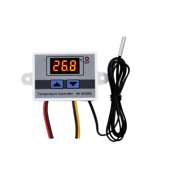 2stk 220V Digital LED Temperatur Controller 10A XH-W3001 Termostat Kontrol Skifte Probe