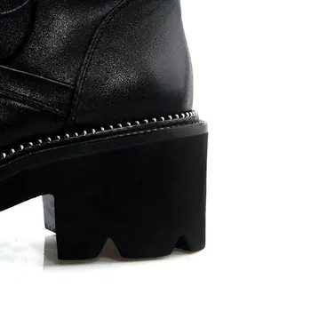 Klassisk lace-up Platform Støvler i Ægte Læder Kvinder Ankel Støvler Stor Størrelse Kvindelige Chelsea Korte Støvler Party Sko Kvinde
