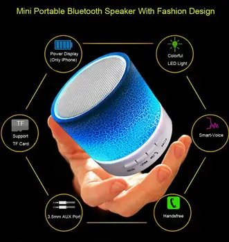 Mini Wireless Bluetooth Højttaler Bærbare LED musikafspiller Til PC Phone Støtte TF Kort, USB-Musik i Stereo Sound Subwoofer Box