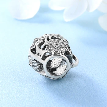Engros Nye 925 Sterling Sølv Hjerte formet mode blomster, blade perler Passer Oprindelige Europæiske Charme Armbånd Smykker at gøre 9962