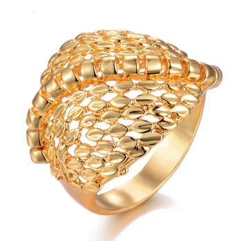 Annayoyo Trendy 24k Guld Farbe Ring für Frauen Pige Schmuck Party Artikel Ringe 9993